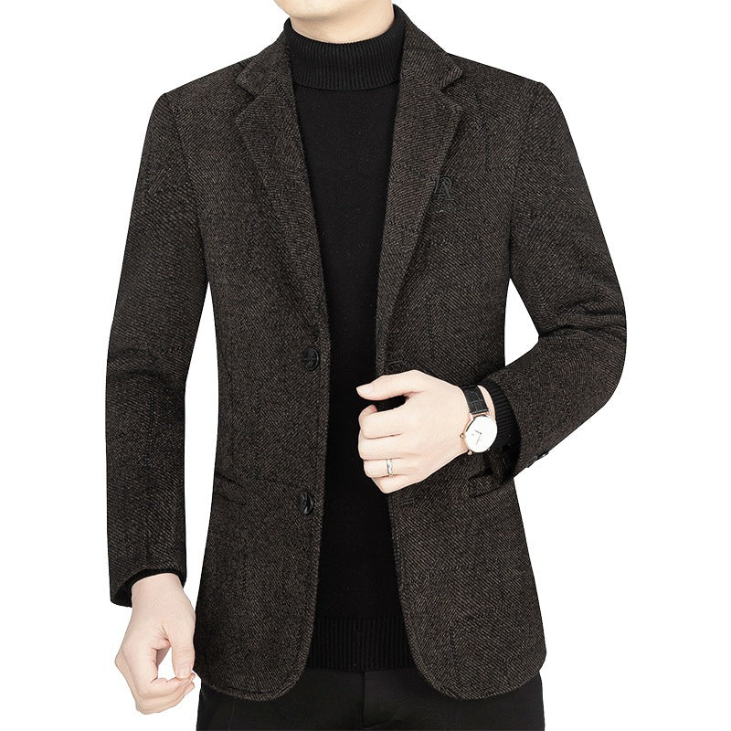 Herren Slim-Fit Sakko aus strukturiertem Wollmix mit leichter Halbfütterung und Zweiknopf-Silhouette Drune