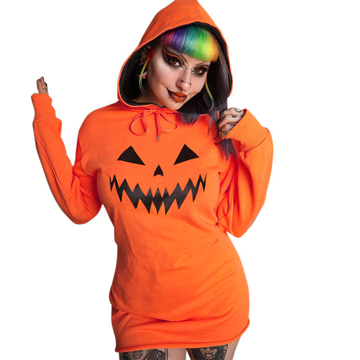 Damen Kapuzenkleid mit Halloween-Motiv Drune
