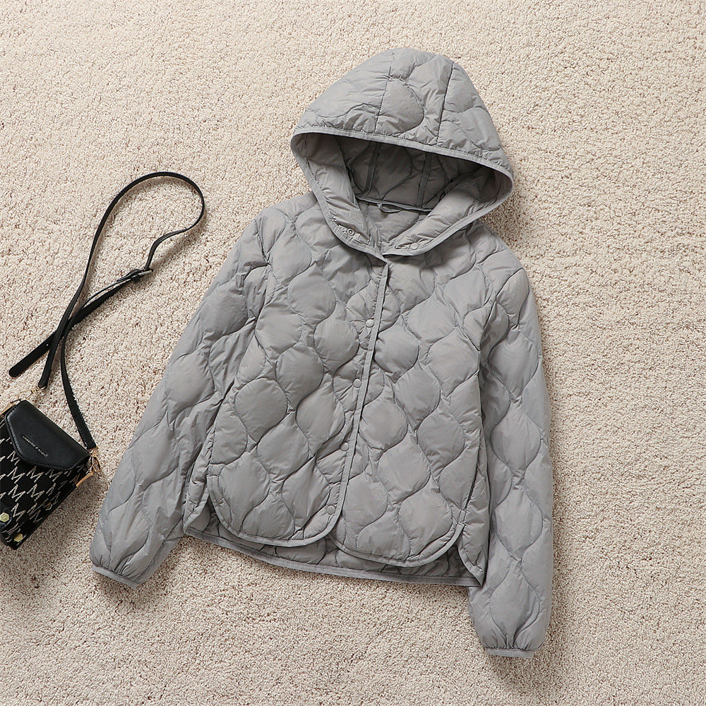 Damen Gefütterte Steppjacke mit Kapuze und kreisförmiger Steppung Drune