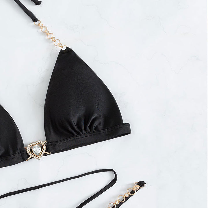Damen Triangle-Bikini mit zarten Kettenverzierungen Drune