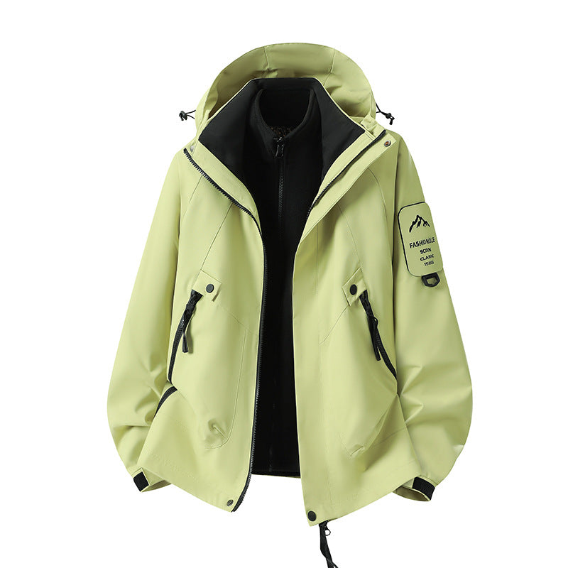 Herren Zwei-in-eins Wetterschutzjacke mit abnehmbarer Steppweste und verstellbarer Kapuze Drune