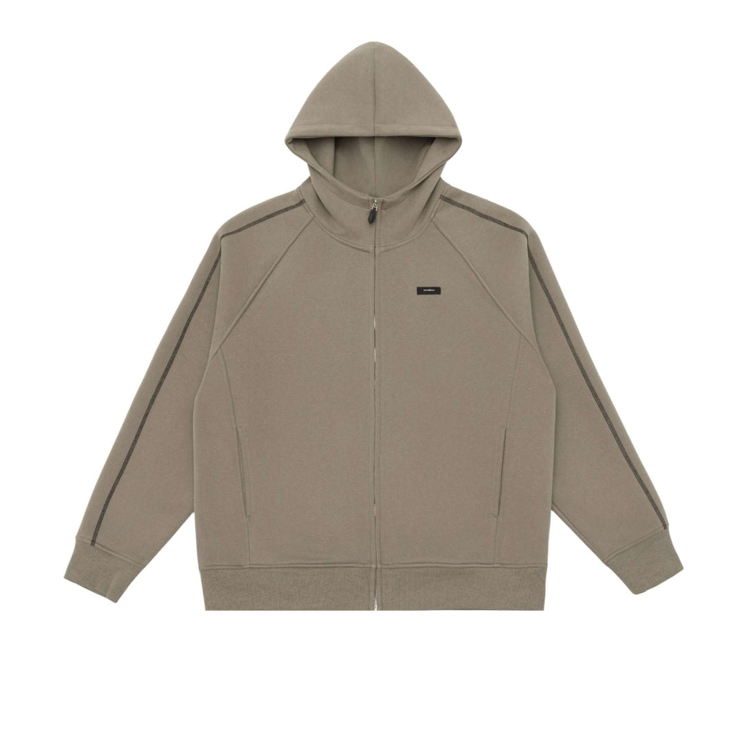 Unisex Oversize Reißverschluss-Kapuzenjacke mit Raglannähten und Rippenbündchen Drune