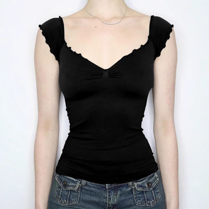 Damen elegantes Oberteil mit Rüschendetails und schulterfreiem Design Drune
