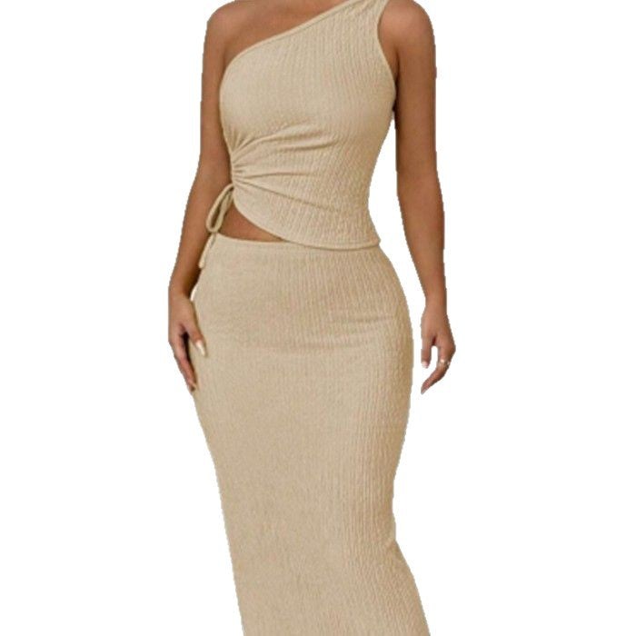 Damen Elegantes asymmetrisches Maxikleid mit Wickeldetails Drune