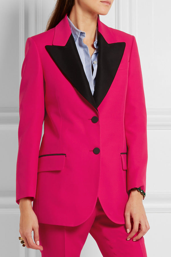 Damen Smokingsakko im Tailoring mit spitzem Schalkragen und kontrastiertem Reversbesatz Drune