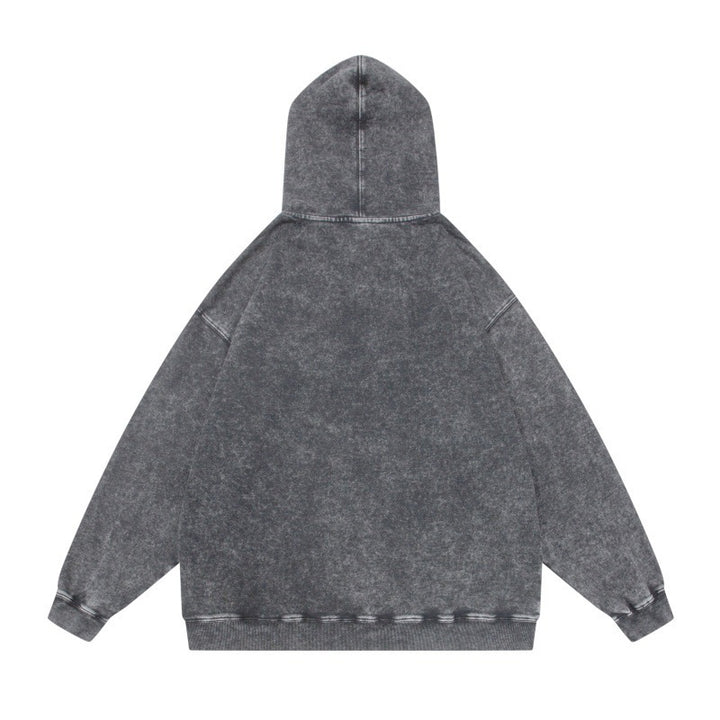 Unisex Oversize-Kapuzenpullover im Acid-Wash mit Kängurutasche und Raglanärmeln Drune