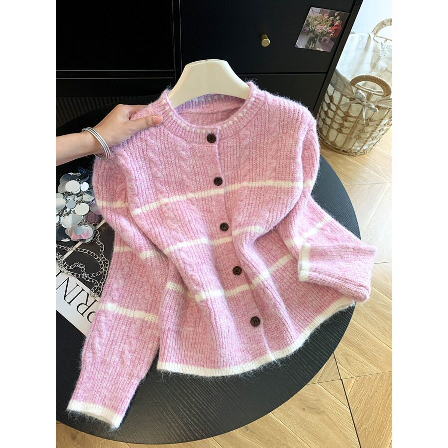 Damen Gemütlicher Strickcardigan mit Knopfleiste Drune
