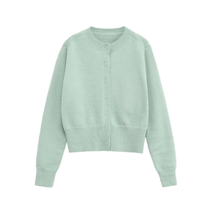 Damen komfortable Strickjacke mit Rundhalsausschnitt und praktischen Knöpfen Drune