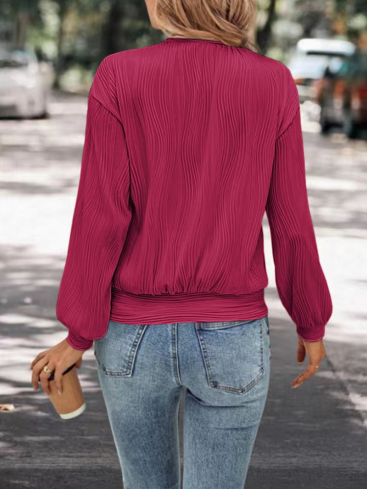 Damen lässiges Sweatshirt mit strukturiertem Stoff und elastischen Bündchen Drune