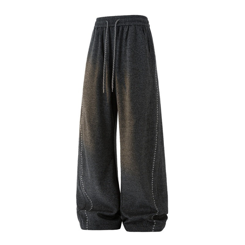 Damen Weite Lounge‑Hose aus Sweatstoff mit Kordelzug, Ziernähten und elastischem Bund Drune