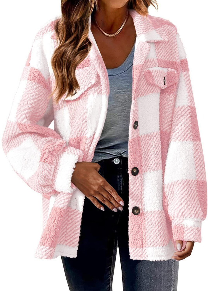 Drune | Fleece Jacke mit Karomuster - Warme