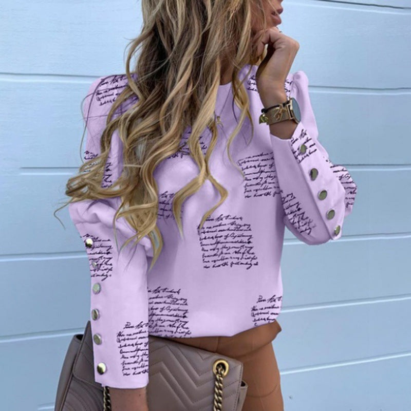 Damen Leichte Bluse mit Leopardenprint, Ballonärmeln und Zierknopfleiste Drune