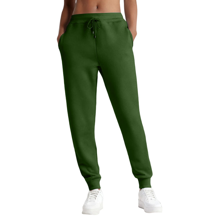 Damen nan schmale High‑Waist Sweat-Jogginghose mit hohem Komfortbund, verstellbarem Kordelzug und elastischen Knöchelbündchen Drune