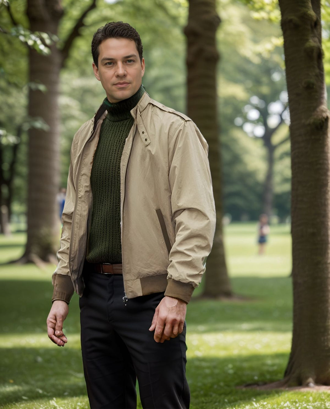 Herren leichte Übergangsjacke mit hochgeschlossenem Kragen und seitlichen Taschen Drune