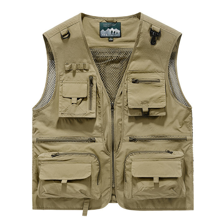 Herren nan multifunktionale Angel- und Outdoorweste mit zahlreichen Taschen und Meshfutter Drune