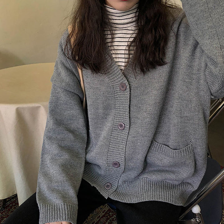 Damen bequemer Cardigan mit lässigem Schnitt und überschnittenen Schultern Drune
