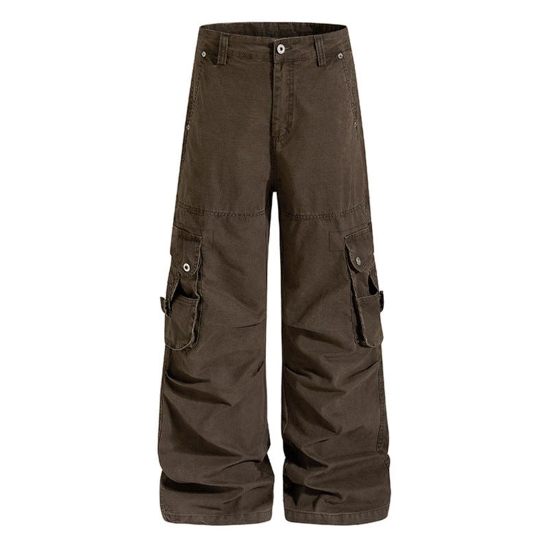 Damen weite Baumwoll-Cargohose im Vintage-Look mit ballonförmiger Silhouette und großen Klappentaschen Drune