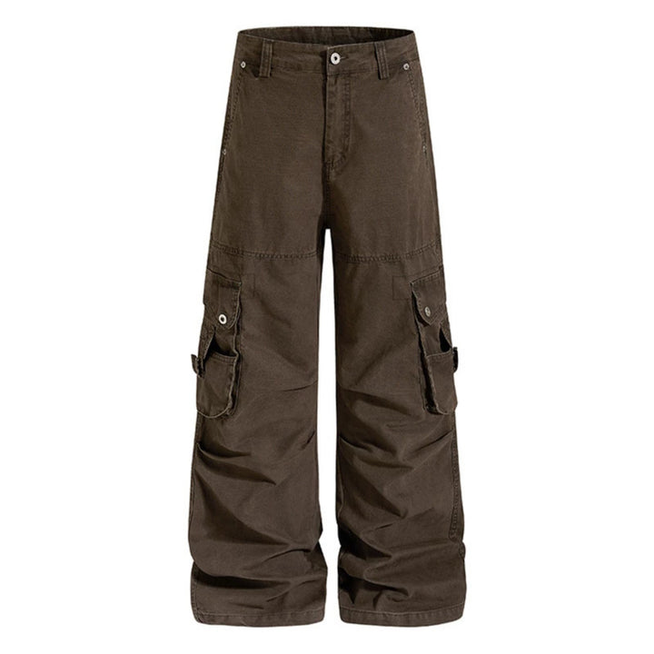 Damen weite Baumwoll-Cargohose im Vintage-Look mit ballonförmiger Silhouette und großen Klappentaschen Drune