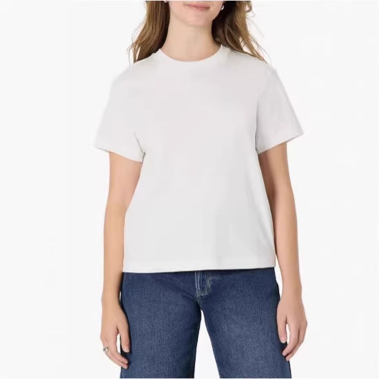 Damen lässiges Kurzarm-T-Shirt aus hochwertiger Baumwolle mit Rundhalsausschnitt Drune