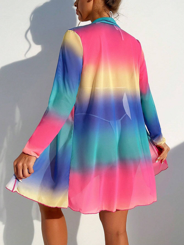 Damen Strandkimono mit buntem Farbverlauf Drune