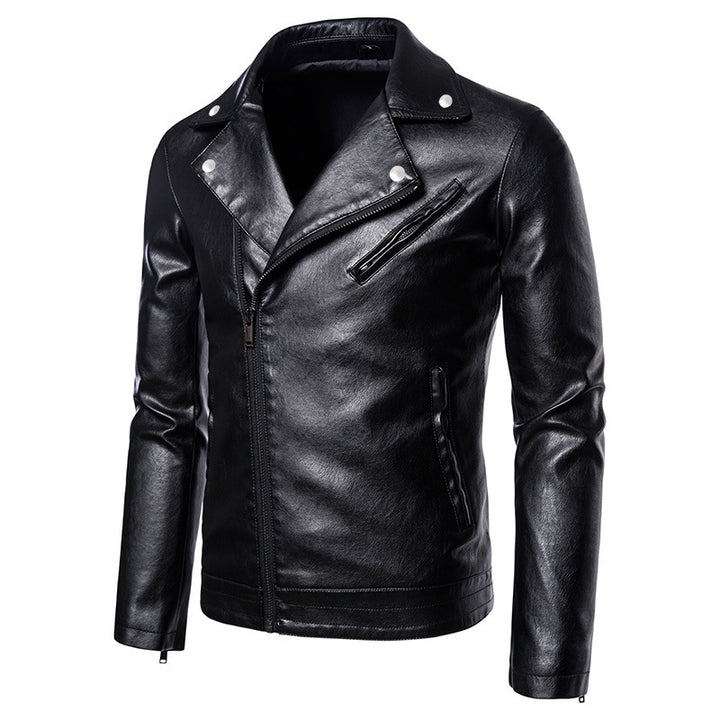 Herren Slim-Fit Bikerjacke in Lederoptik mit asymmetrischem Reißverschluss und Reverskragen Drune