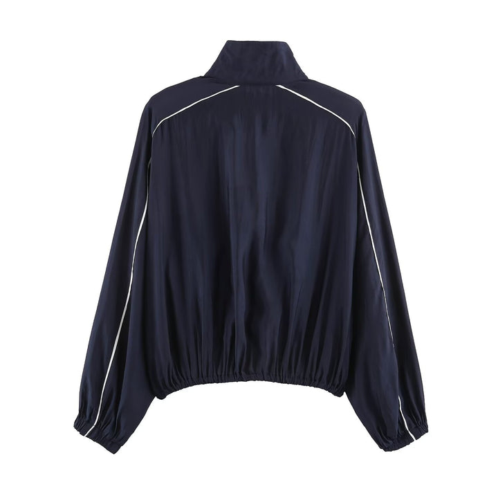 Damen Kurz geschnittene Windjacke mit hohem Kragen und elastischem Saum Drune