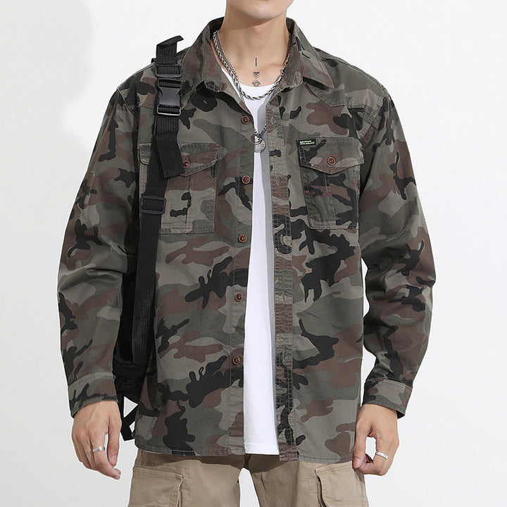 Herren Camouflage-Fieldshirtjacke aus leichtem Baumwoll-Twill mit Brusttaschen Drune
