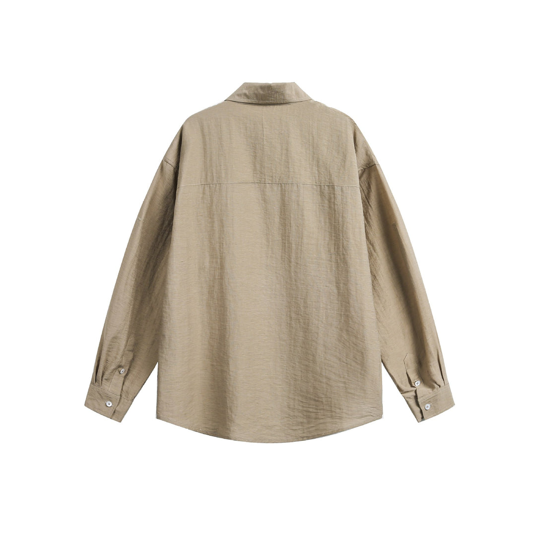 Damen Oversize Leinenblend-Hemdbluse mit großem Kentkragen und aufgesetzter Brusttasche Drune