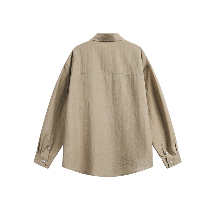 Damen Oversize Leinenblend-Hemdbluse mit großem Kentkragen und aufgesetzter Brusttasche Drune