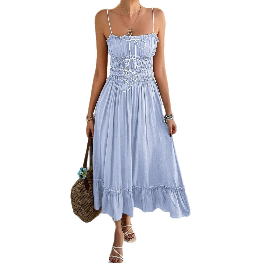 Damen Midi Sommerkleid mit elastischem Oberteil und Rüschensaum Drune