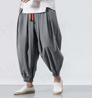 Herren nan ausgefallene Ballonhose im Haremstil mit Faltenwurf, elastischem Bund und Kordelzug Drune