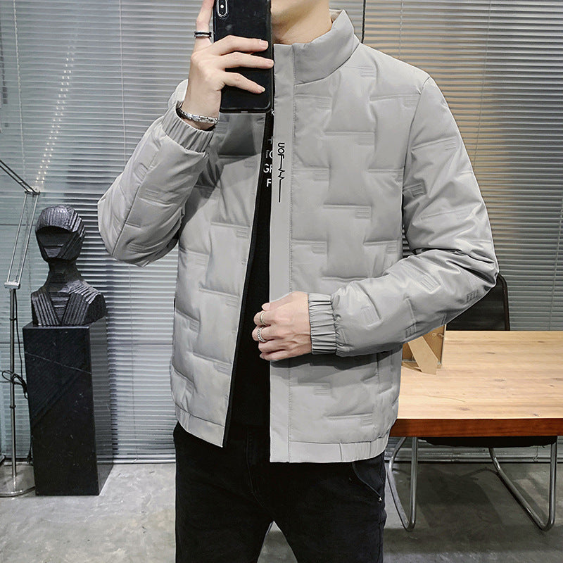 Herren Stehkragen-Steppjacke mit geometrischer Steppung und elastischen Bündchen Drune
