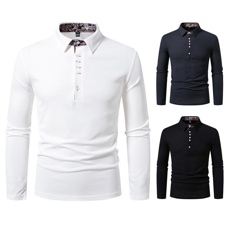 Herren Langarm Poloshirt mit außergewöhnlichem Kragen-Design Drune