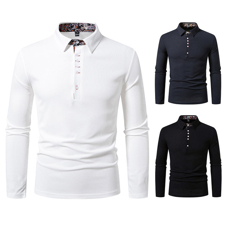 Herren Langarm Poloshirt mit außergewöhnlichem Kragen-Design Drune