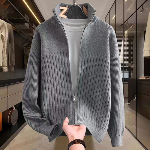 Herren Elegante Strickjacke mit hohem Kragen Drune