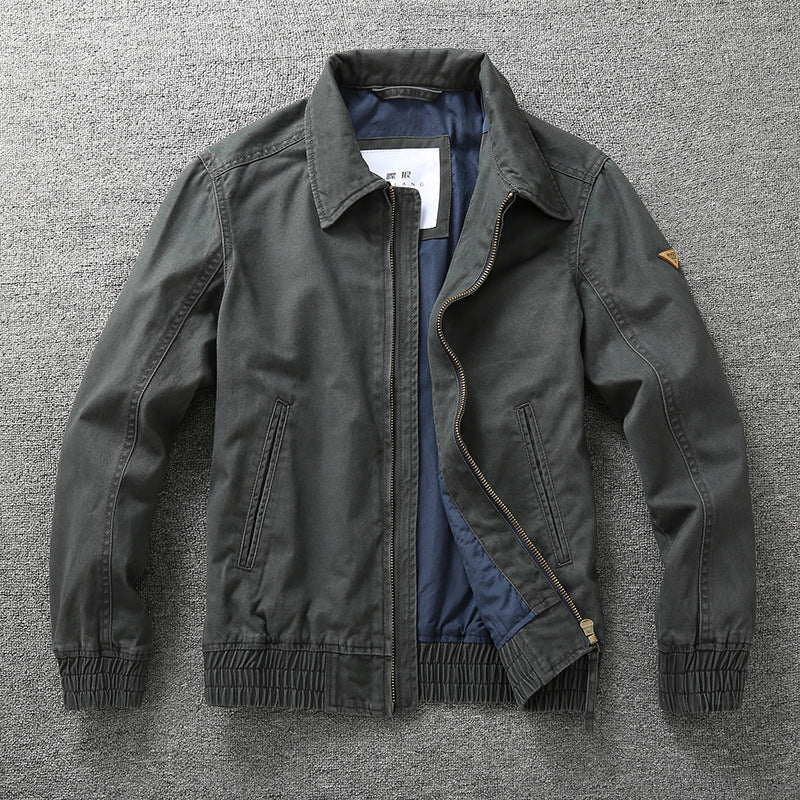 Herren legere Canvas-Fieldjacke mit Reißverschluss und elastischem Saum Drune