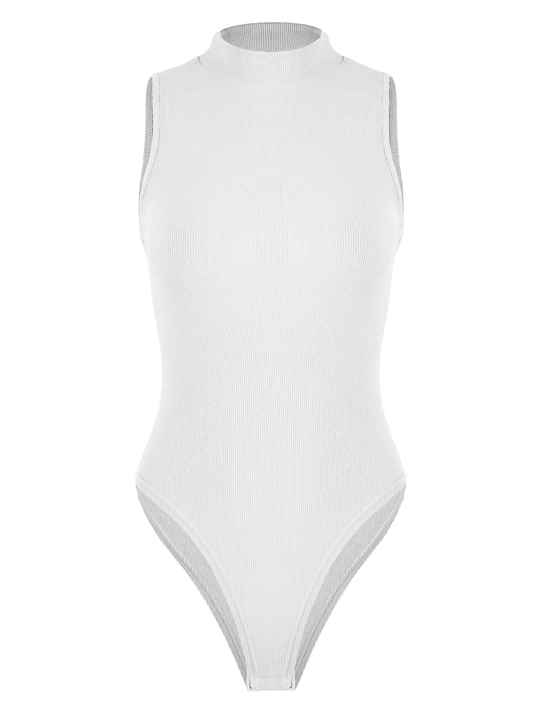 Damen Hochwertiger ärmelloser Body mit hohem Kragen und Ripp-Design Drune