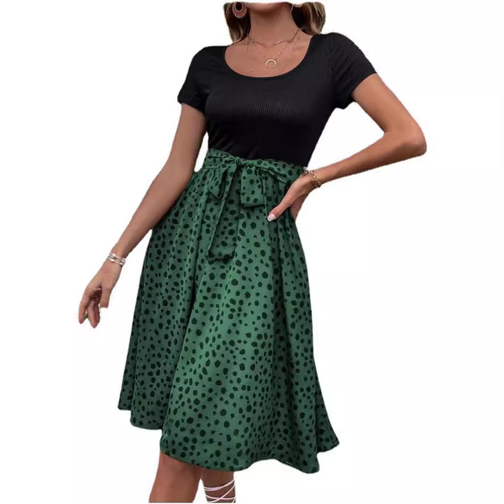 Damen Midikleid mit ausgestelltem Rock und modischem Punktedesign Drune