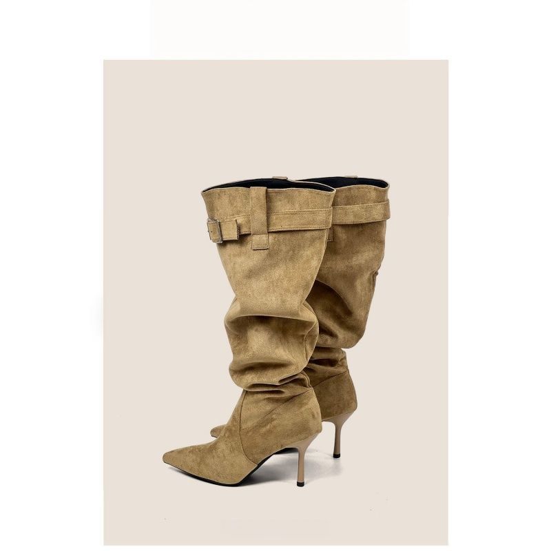 Damen Slouch-Stiefel mit spitz zulaufender Zehenpartie und schmalem Stiletto-Absatz Drune