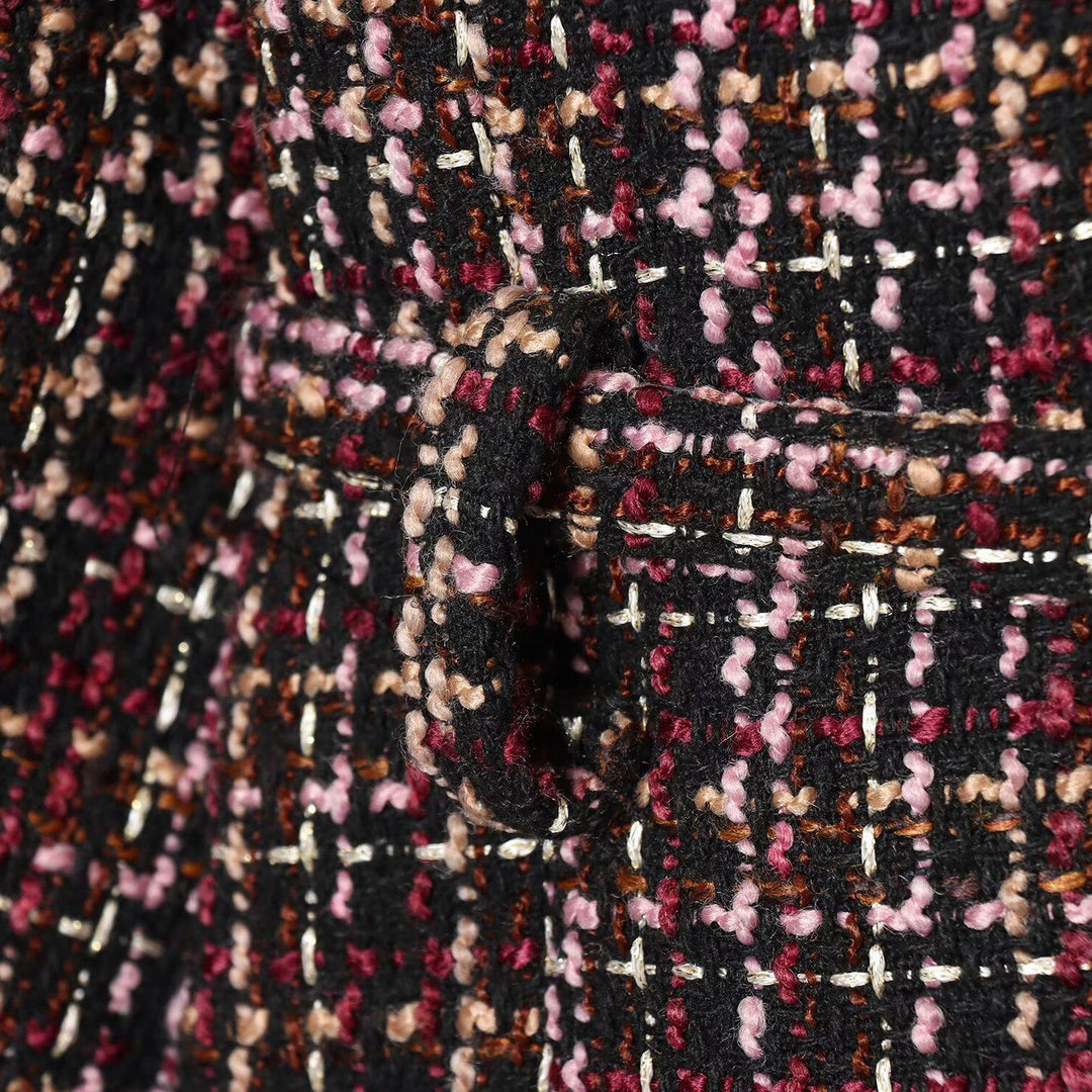 Damen Elegante Tweedjacke mit dekorativen Knöpfen und abnehmbaren Taillengürtel Drune