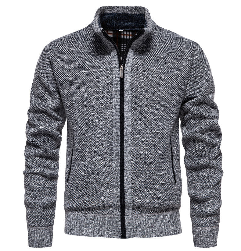Herren sportliche Strickjacke mit Stehkragen Drune