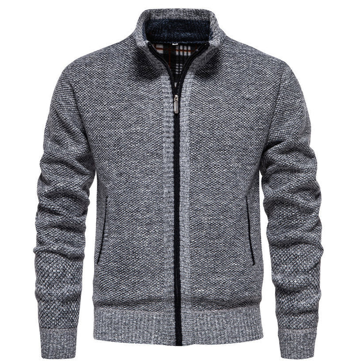 Herren sportliche Strickjacke mit Stehkragen Drune