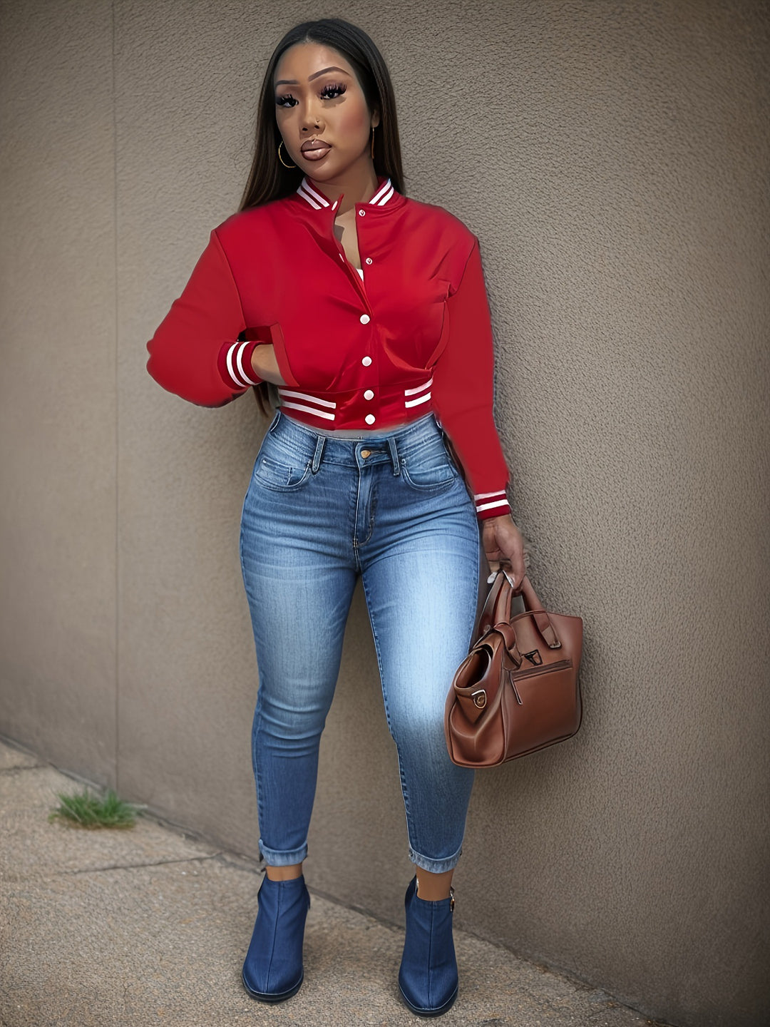 Damen cropped Bomberjacke mit sportiven Akzenten und lässigem Schnitt Drune