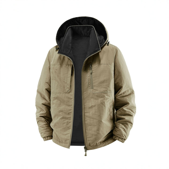 Herren Thermo-Fieldjacke mit Fleece-Innenfutter, Kapuze und Fronttaschen Drune