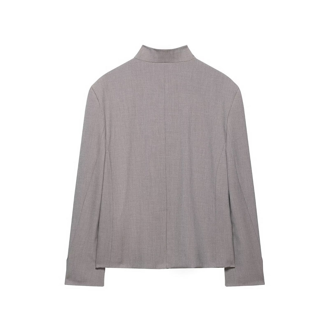 Damen Kurzblazer mit asymmetrischer Knopfleiste und Stehkragen Drune