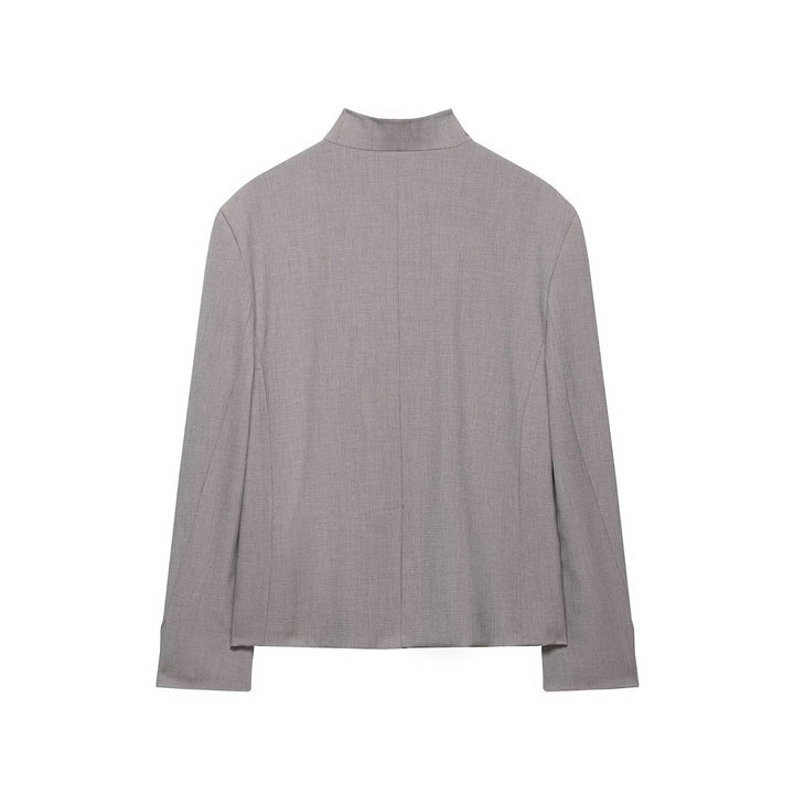Damen Kurzblazer mit asymmetrischer Knopfleiste und Stehkragen Drune