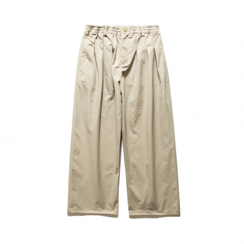 Unisex Weite Plissee-Hose mit elastischem Bund und Bundfalten Drune