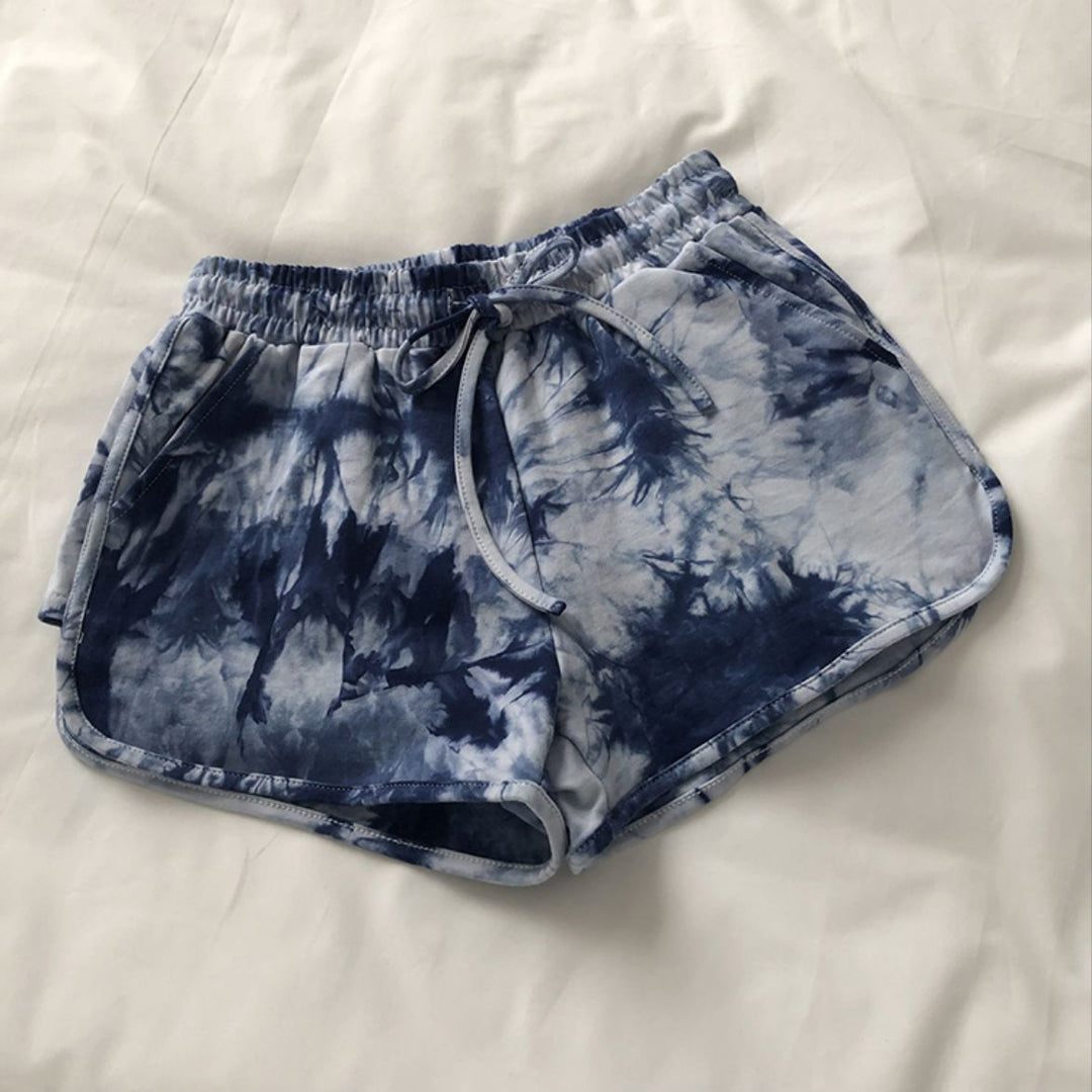 Damen lässige Sweatshorts mit trendigem Batikdesign und praktischen Seitentaschen