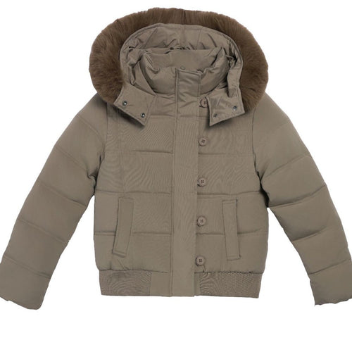 Damen Stylische Jacke mit abnehmbarem Kunstfellkragen und Knopfdetails Drune
