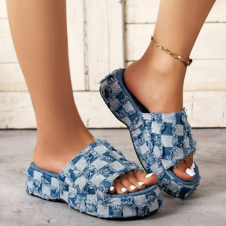 Damen trendige Clogs im modernen Karomuster Drune